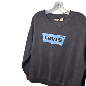 Levis XL Black Crewneck Sweatshirt With Blue Logo